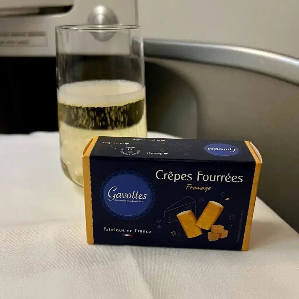 Champagne and a snack on Air France business class