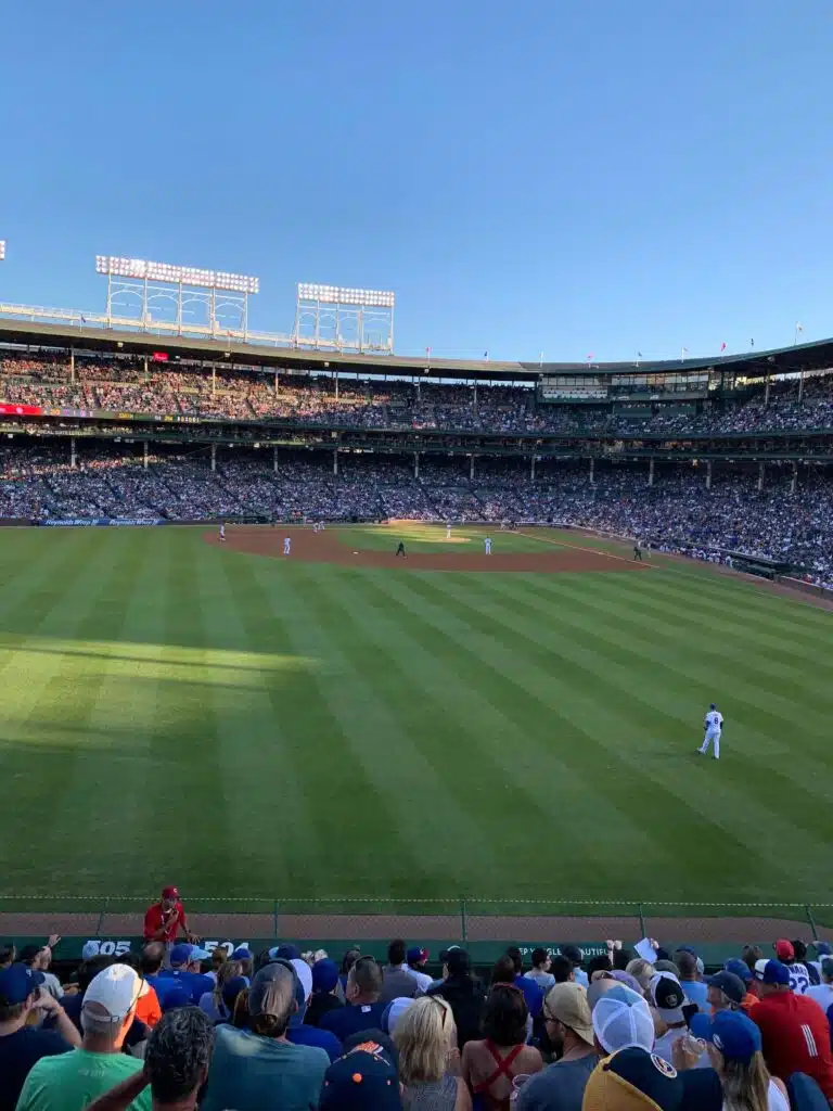 Wrigley Field in Chicago, IL from the bleachers