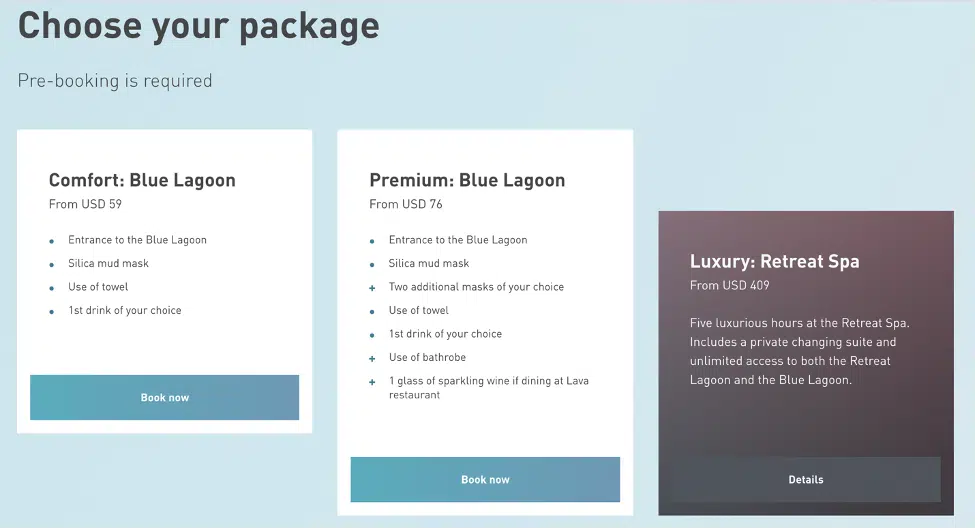 Blue Lagoon packages