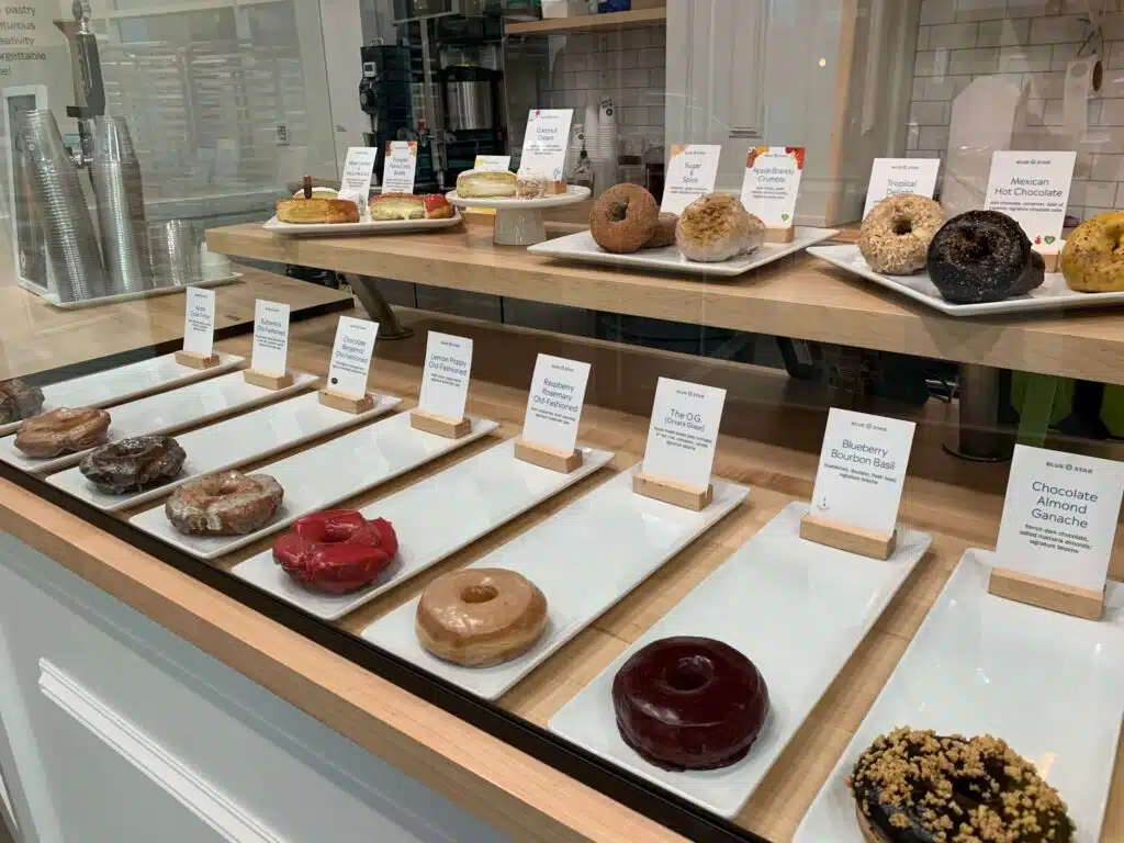 Donut selection at Blue Star Donuts in Portland, Oregon