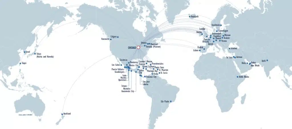 Where you can fly direct internationally from Chicago