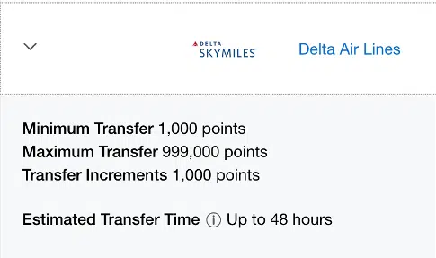 Amex Delta transfer time