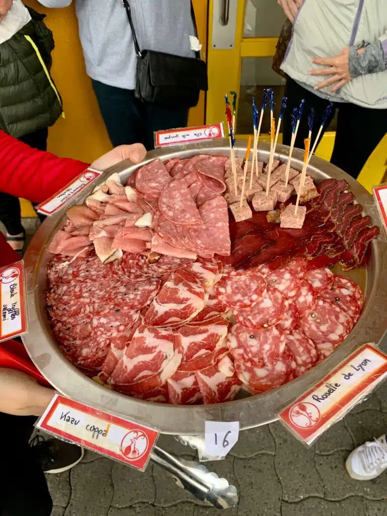 Meat selection on a food tour of Granville Island in Vancouver, BC