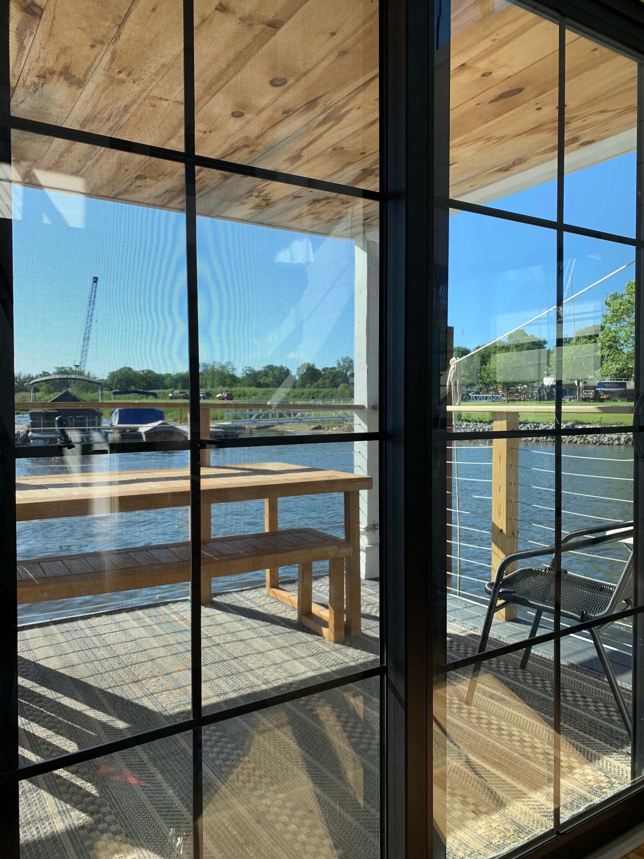 View of patio of the Floathaus of Saugatuck