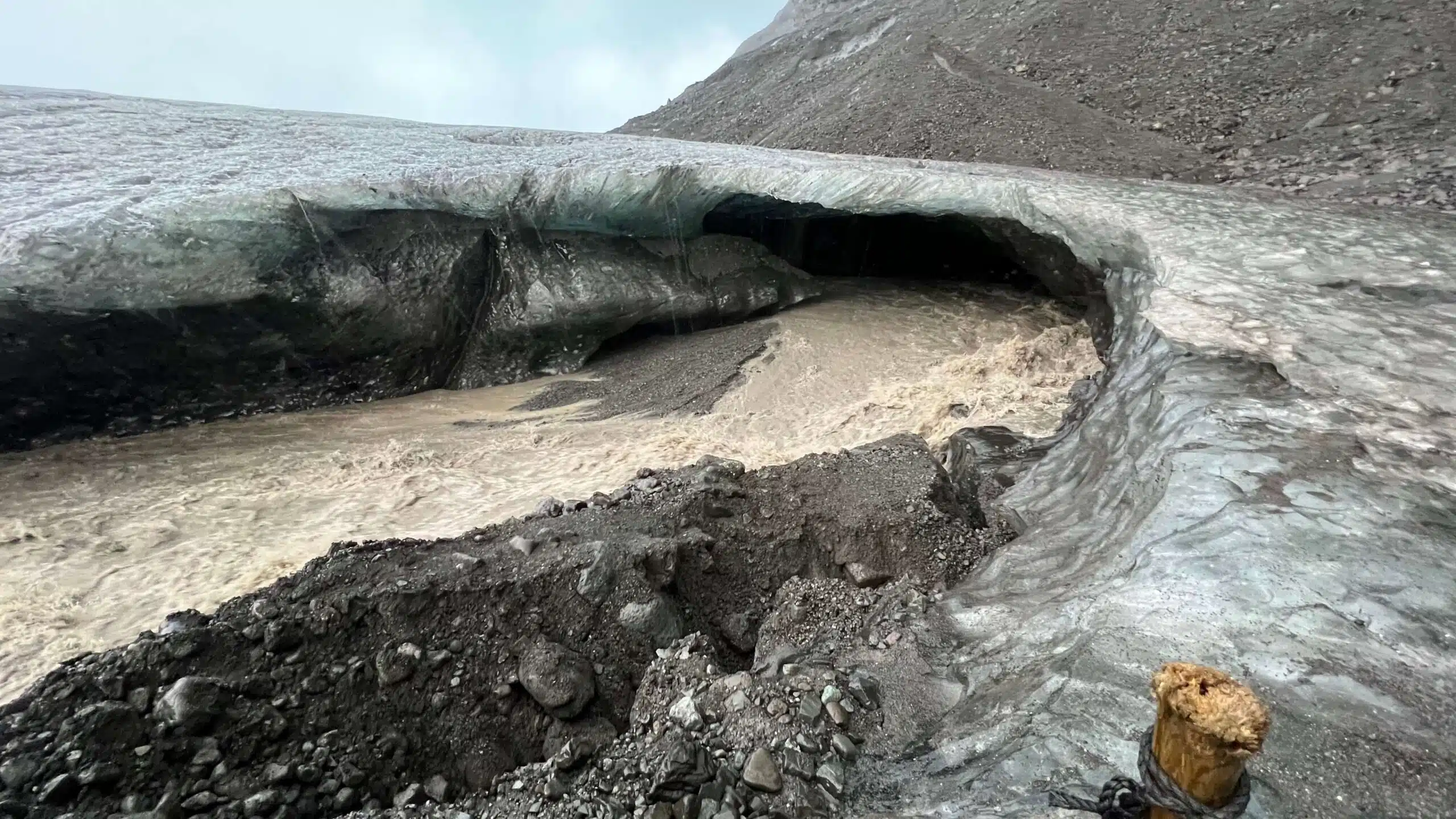 Flooded ice cave in Iceland