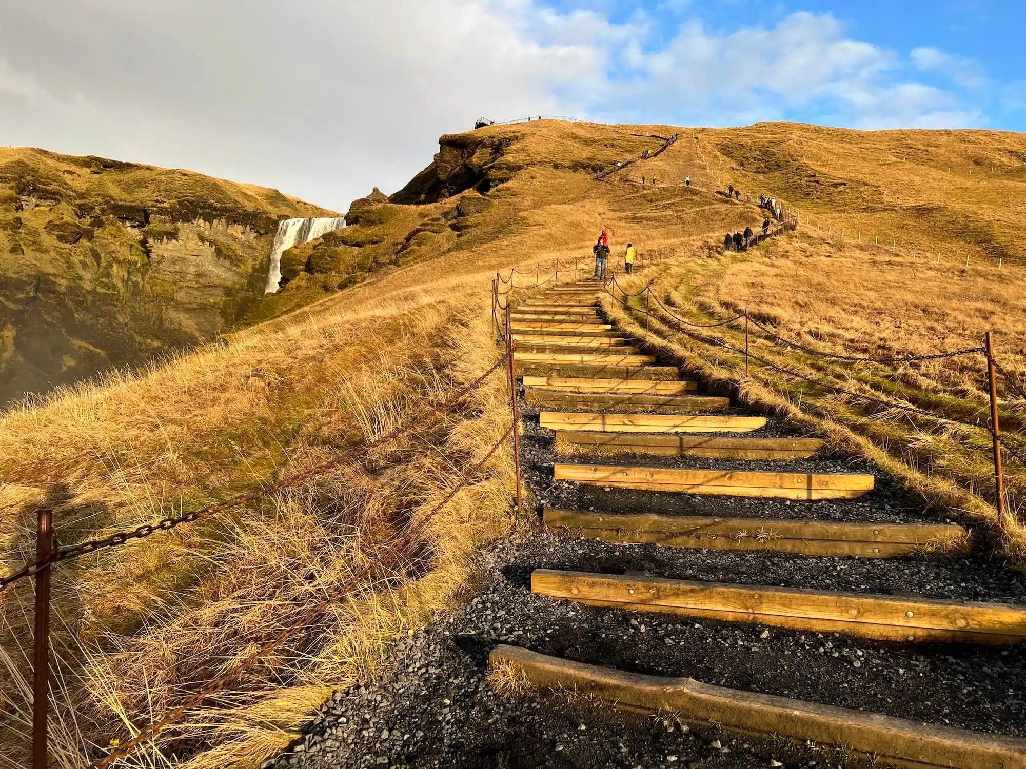 Skogafoss waterfall stairs in Iceland