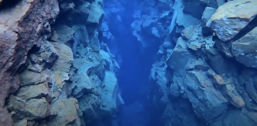 Snorkeling between tectonic plates in Silfra, Iceland