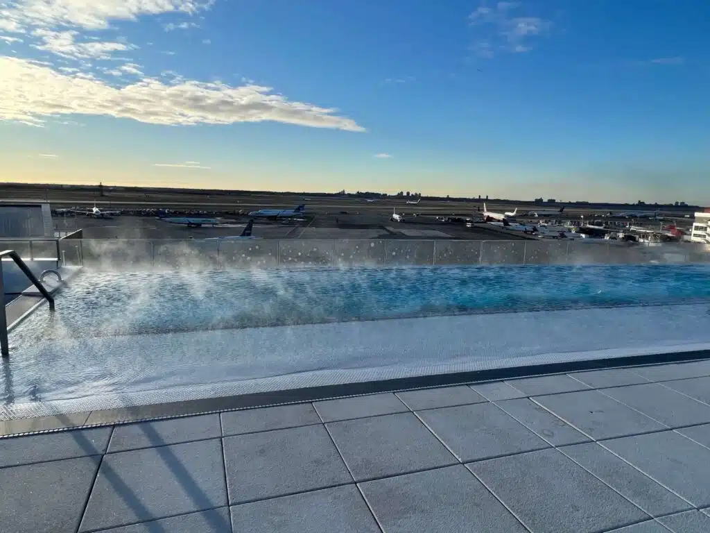 TWA Hotel pool overlooking JFK airport