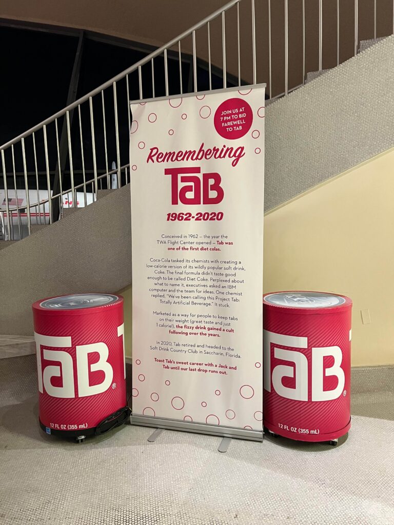 Toast to Tab sign at TWA Hotel