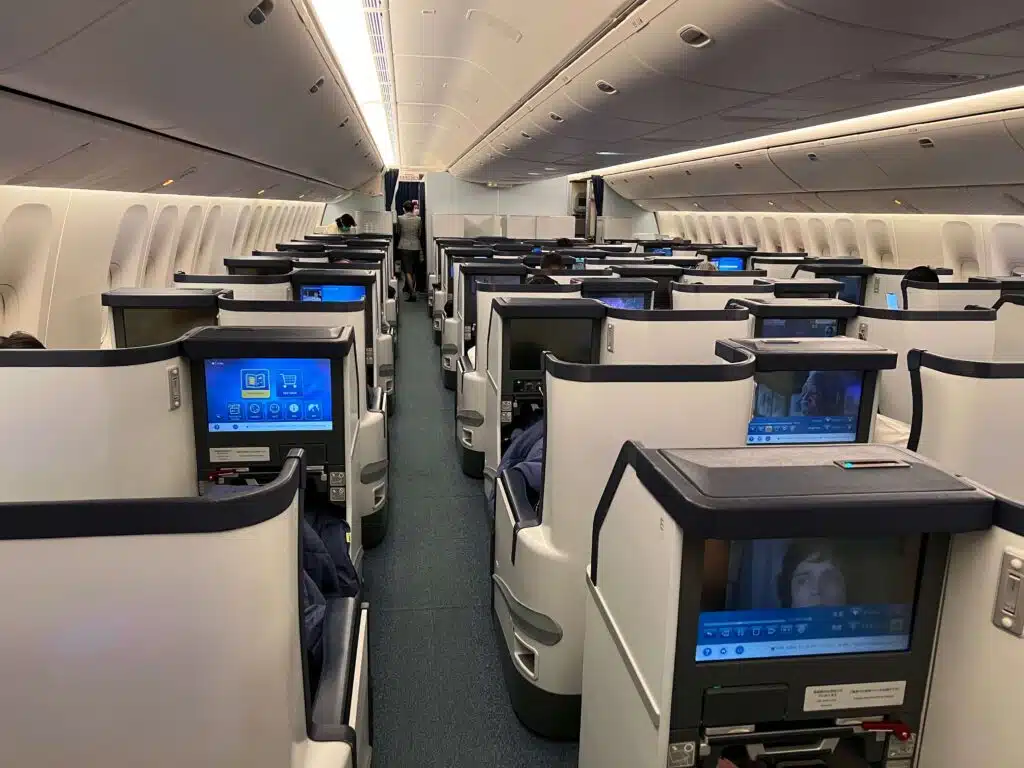 Interior of the business class cabin on ANA