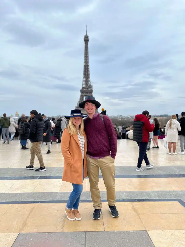 Jackie and Thomas in Paris where they worked remotely in March 2023