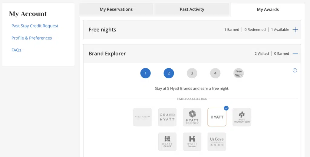 Track your Hyatt Brand Explorer progress in your Hyatt account