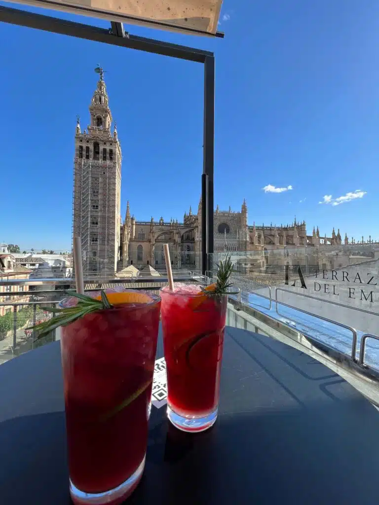 Sangria with views of Seville Cathedral at La Terraza del EME