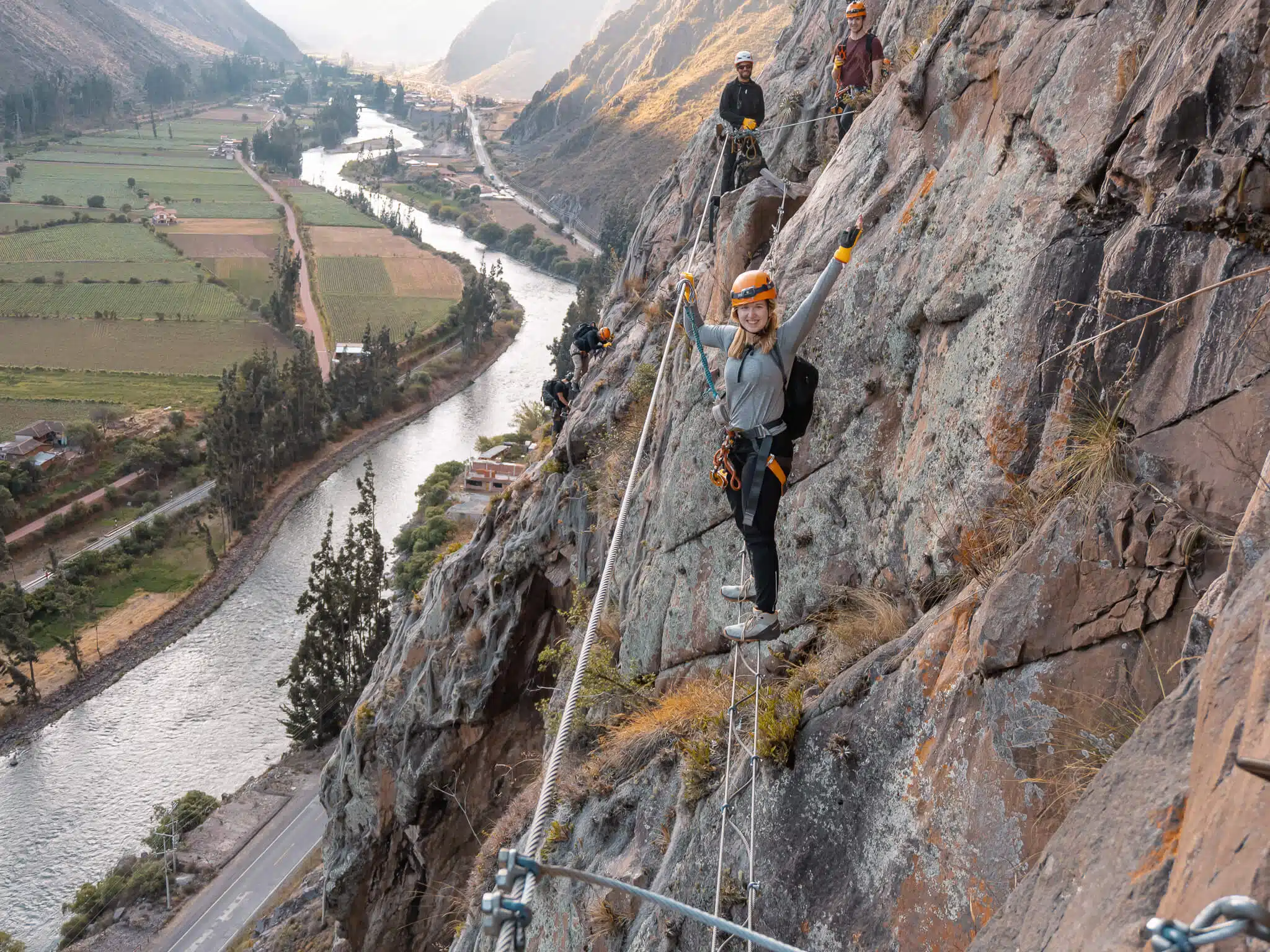 Crossing the wire bridge to get to Skylodge