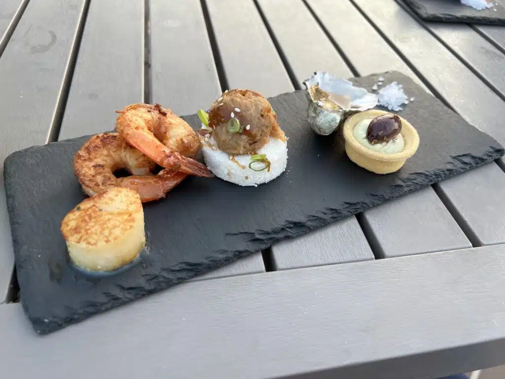 Canapés before dinner at Reefsuites