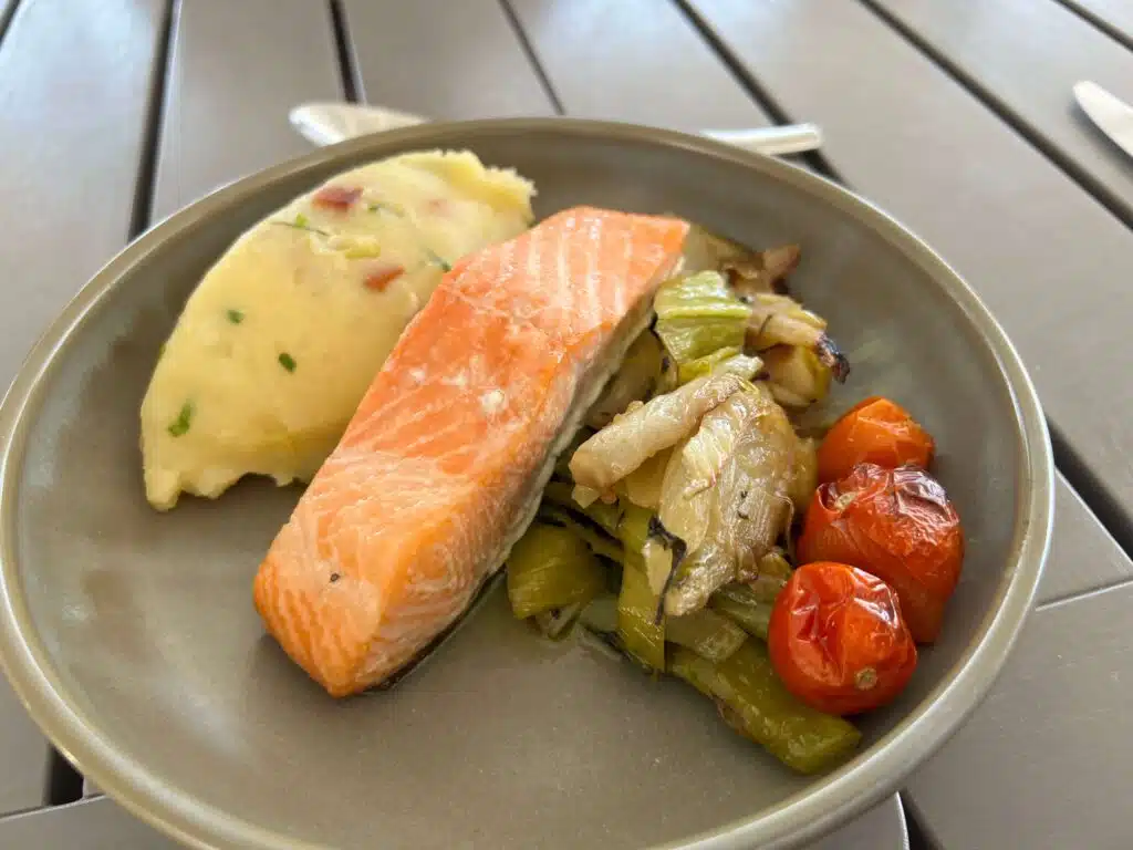 Salmon option for lunch on day 2 at Reefsuites