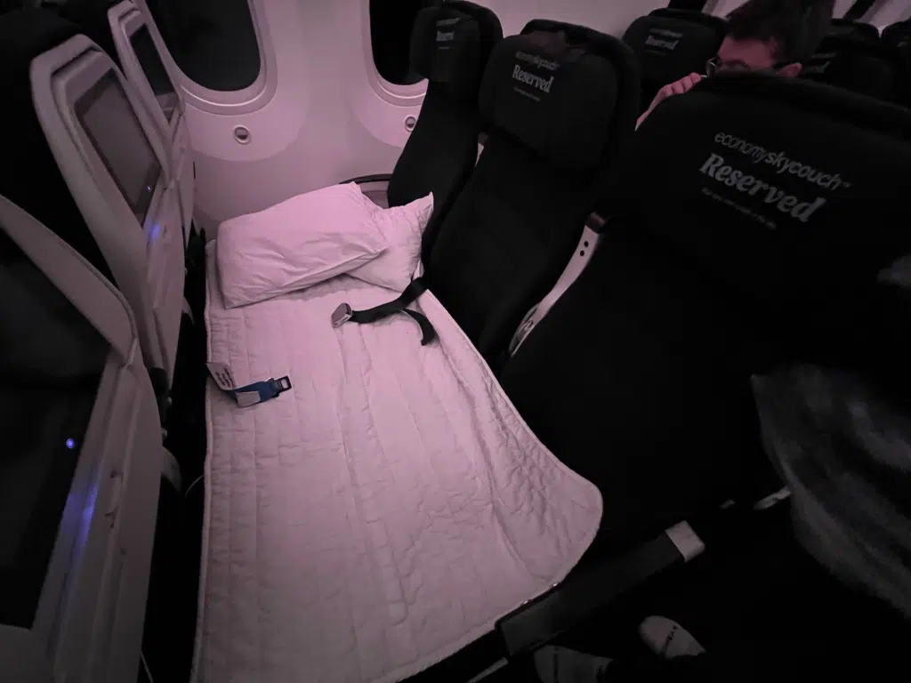 Air New Zealand Skycouch in bed mode