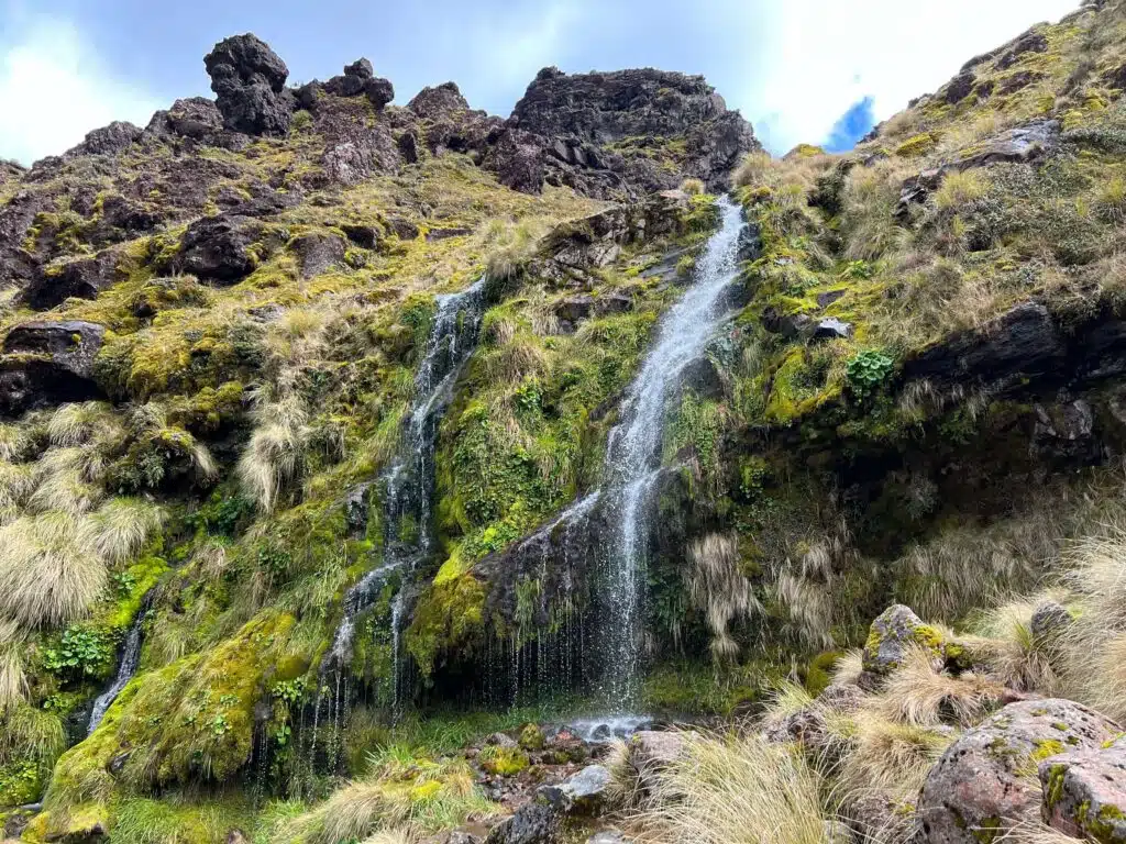 A waterfall just off the trail at Tongariro Alpine Crossing