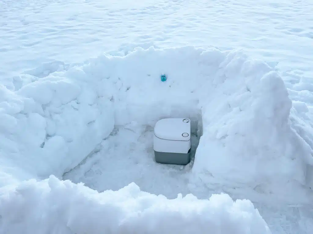 Camping toilet in the snow