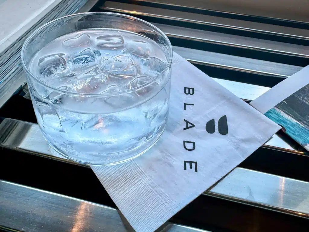 Complimentary drink at the BLADE lounge