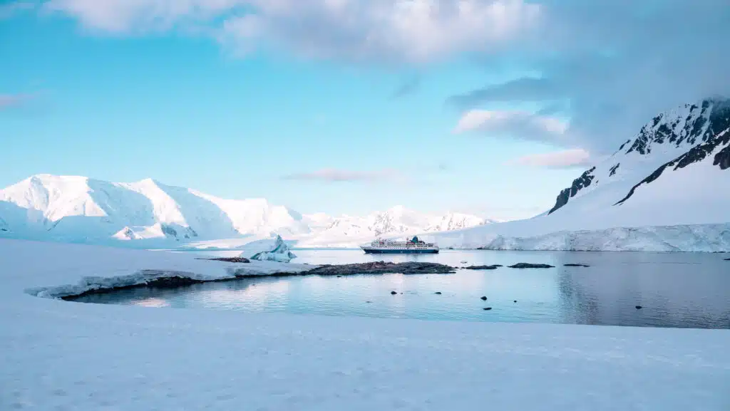 view from Damoy Point on Wienke Island in Antarctica