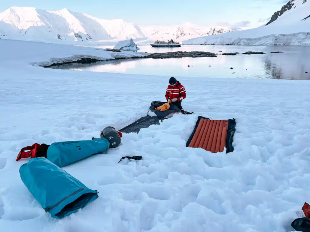 Setting up our campsite on Antarctica