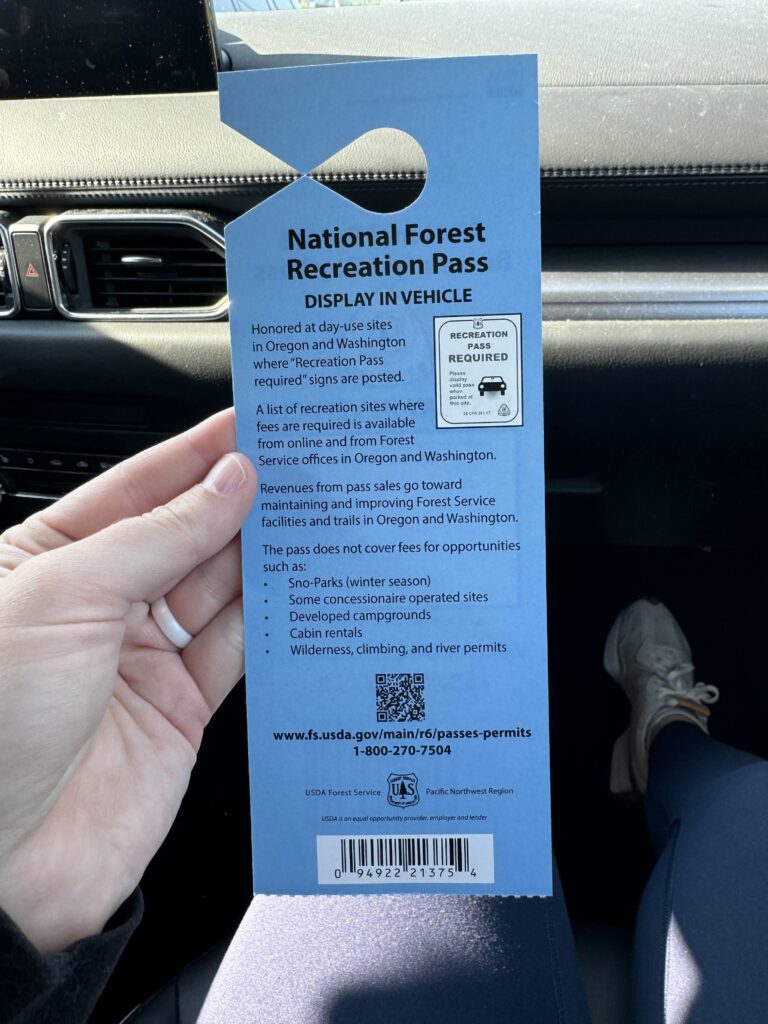 Back of National Forest Recreation Pass