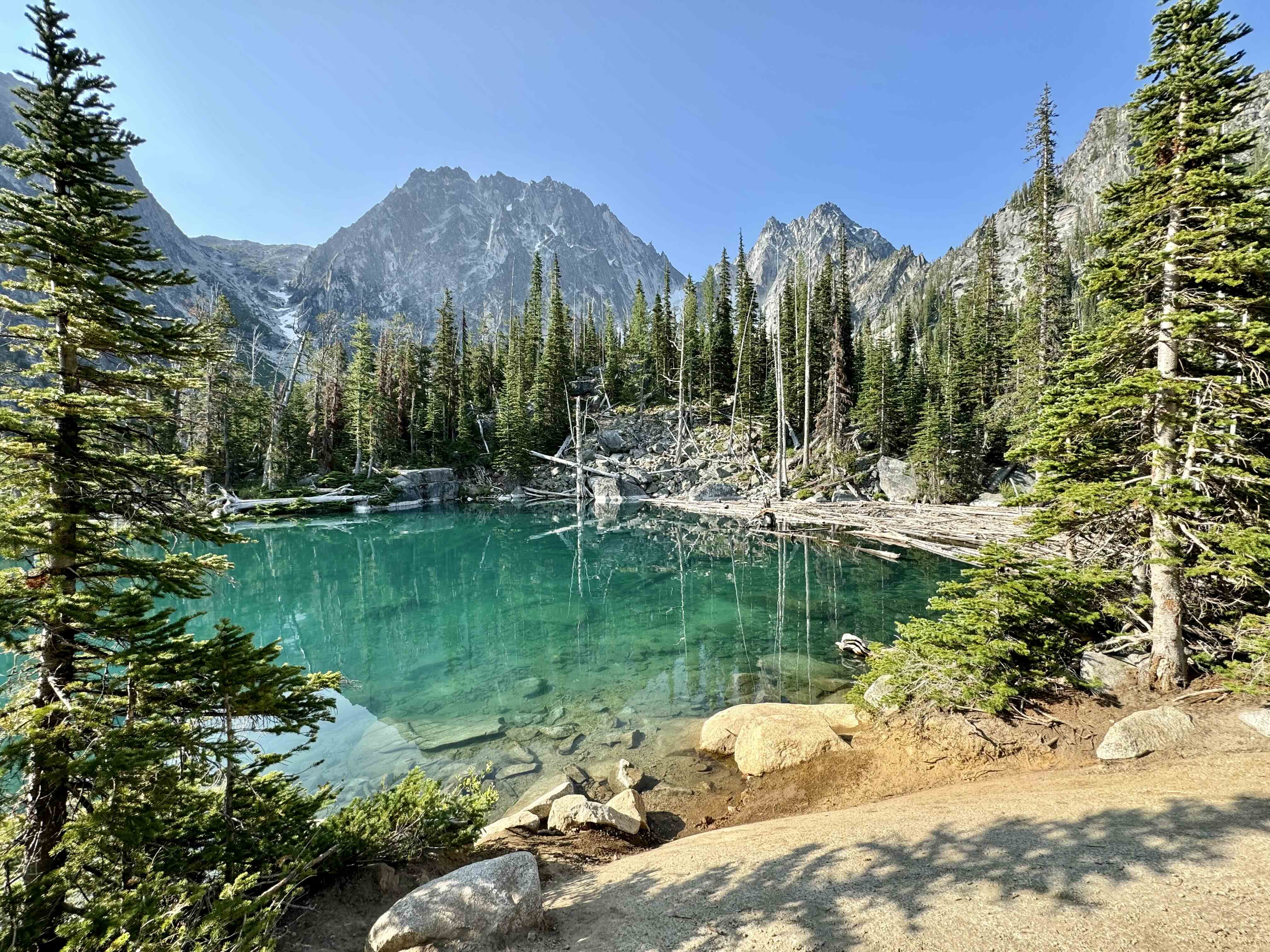 Colchuck Lake with Aasgard Pass in the background in the Enchantments