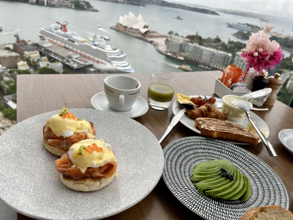 Breakfast at ShagriLa Sydney overlooking Sydney Harbour