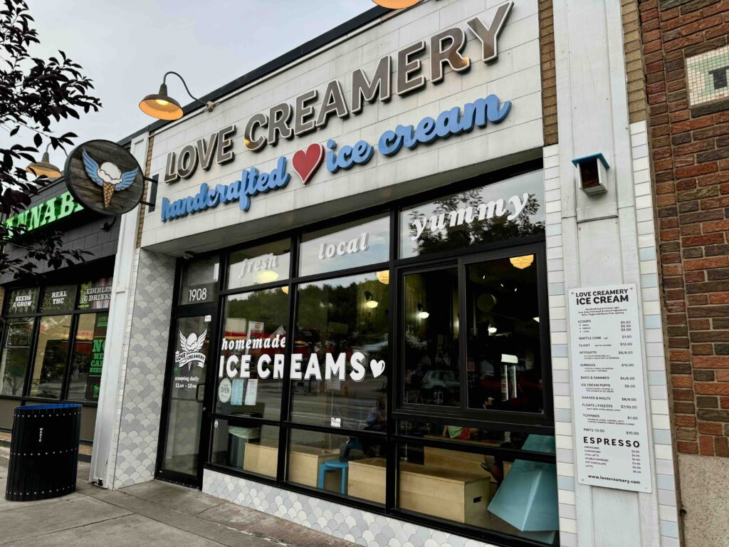 Exterior of Love Creamery in Duluth, MN