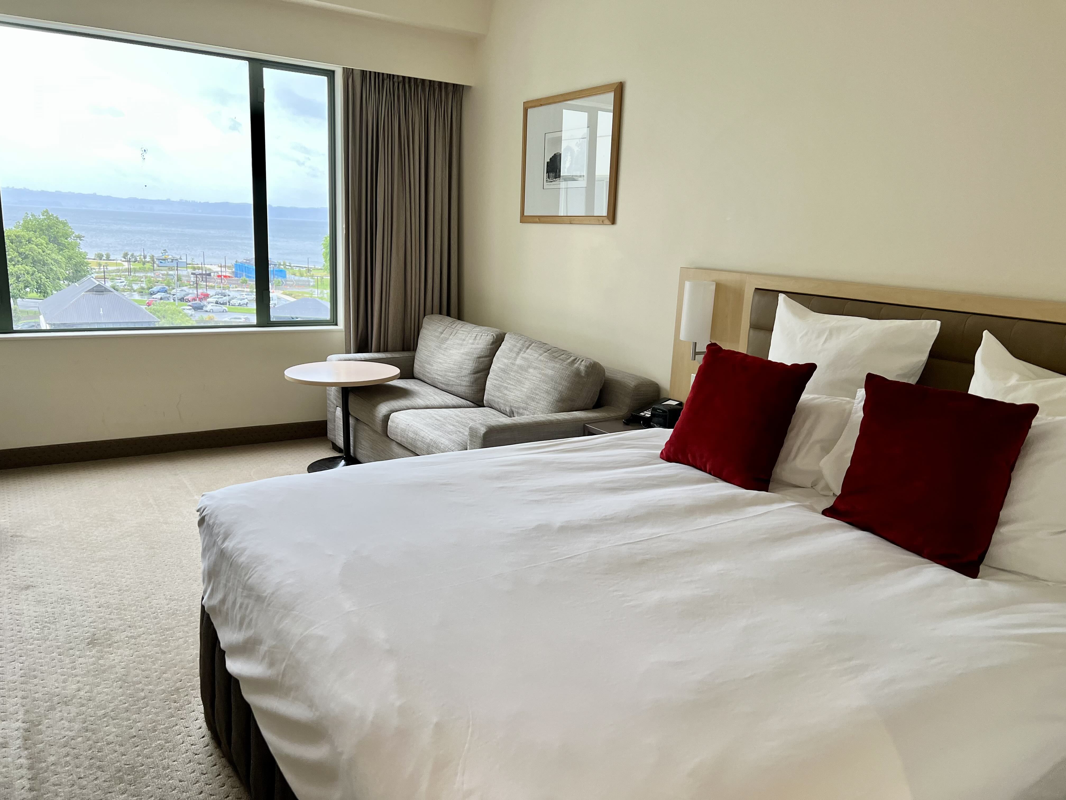 Lake view room at Novotel Rotorua Lakeside in Rotorua, New Zealand