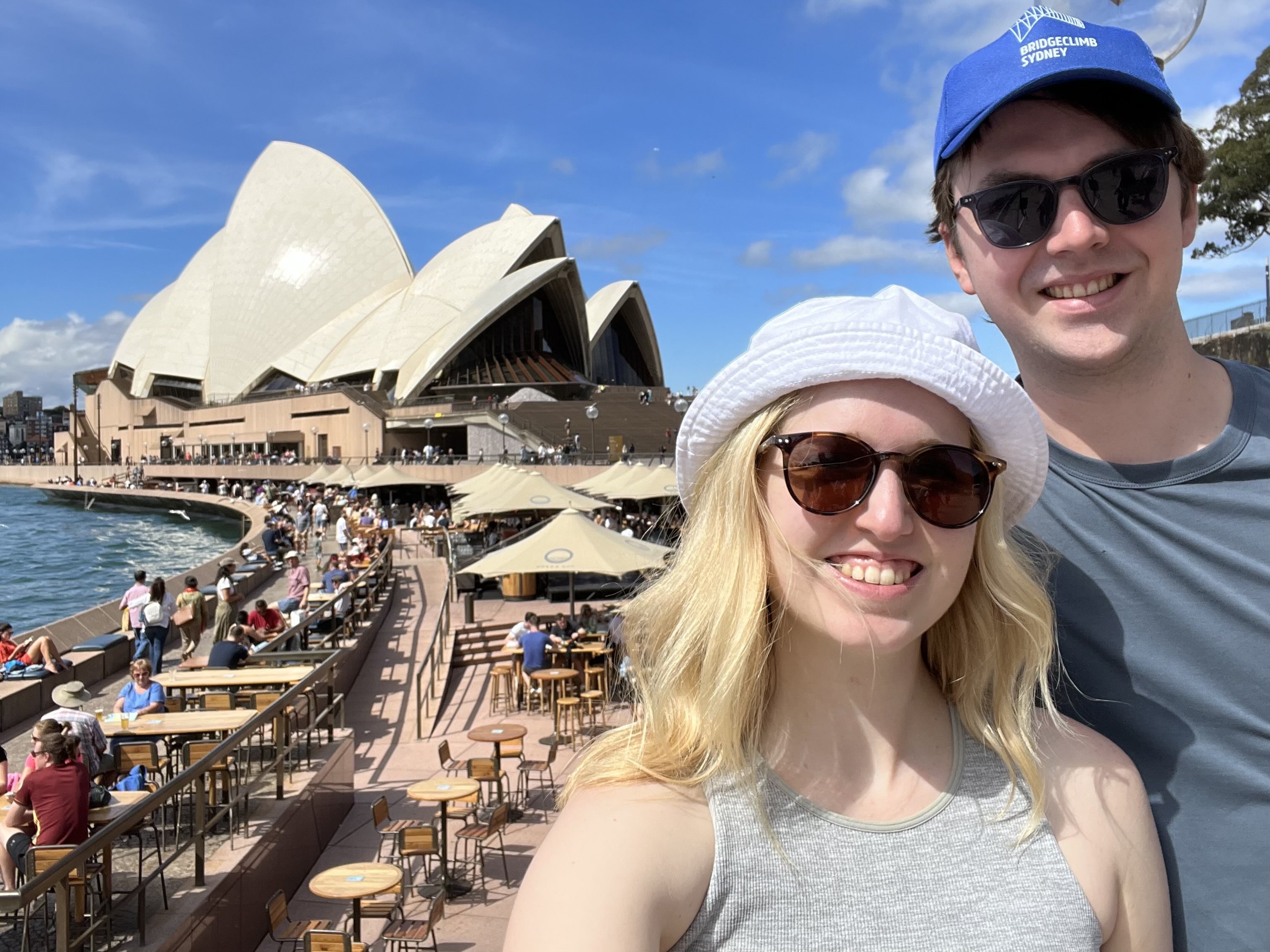 The author and her husband in front of the Sydney Opera House