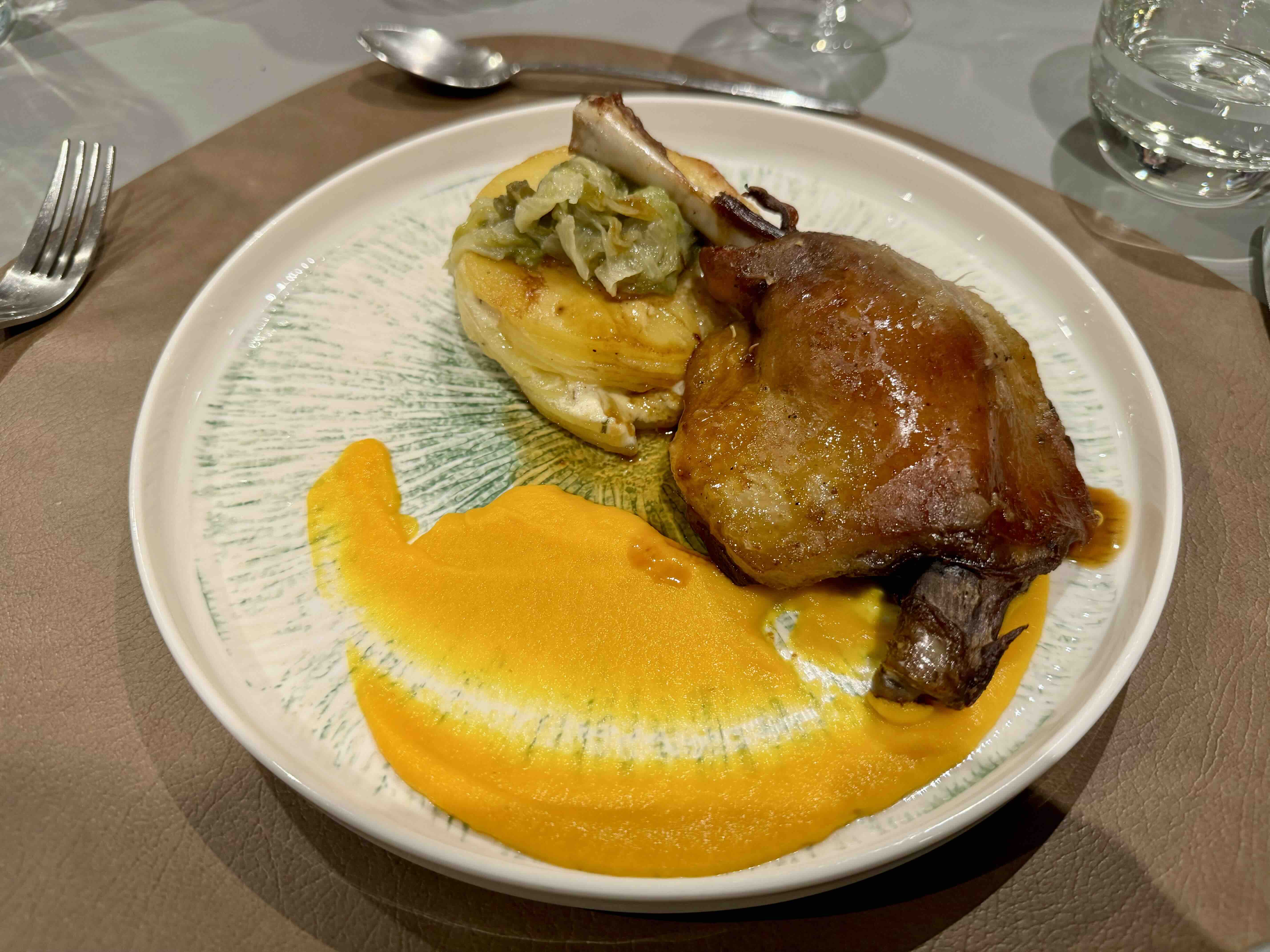 Duck dinner on our first night onboard Polarfront