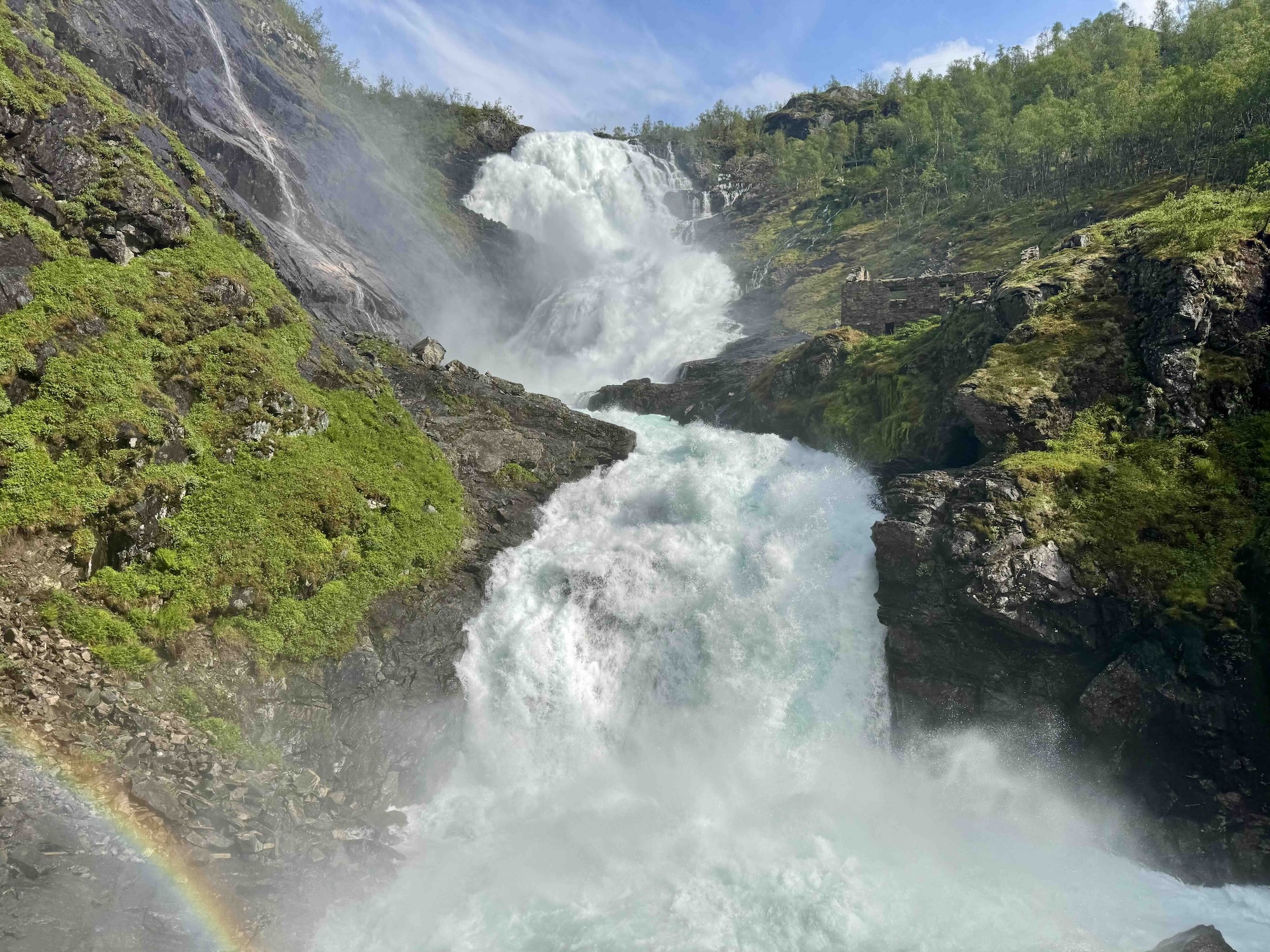 Kjosfossen waterfall on Flåm railway