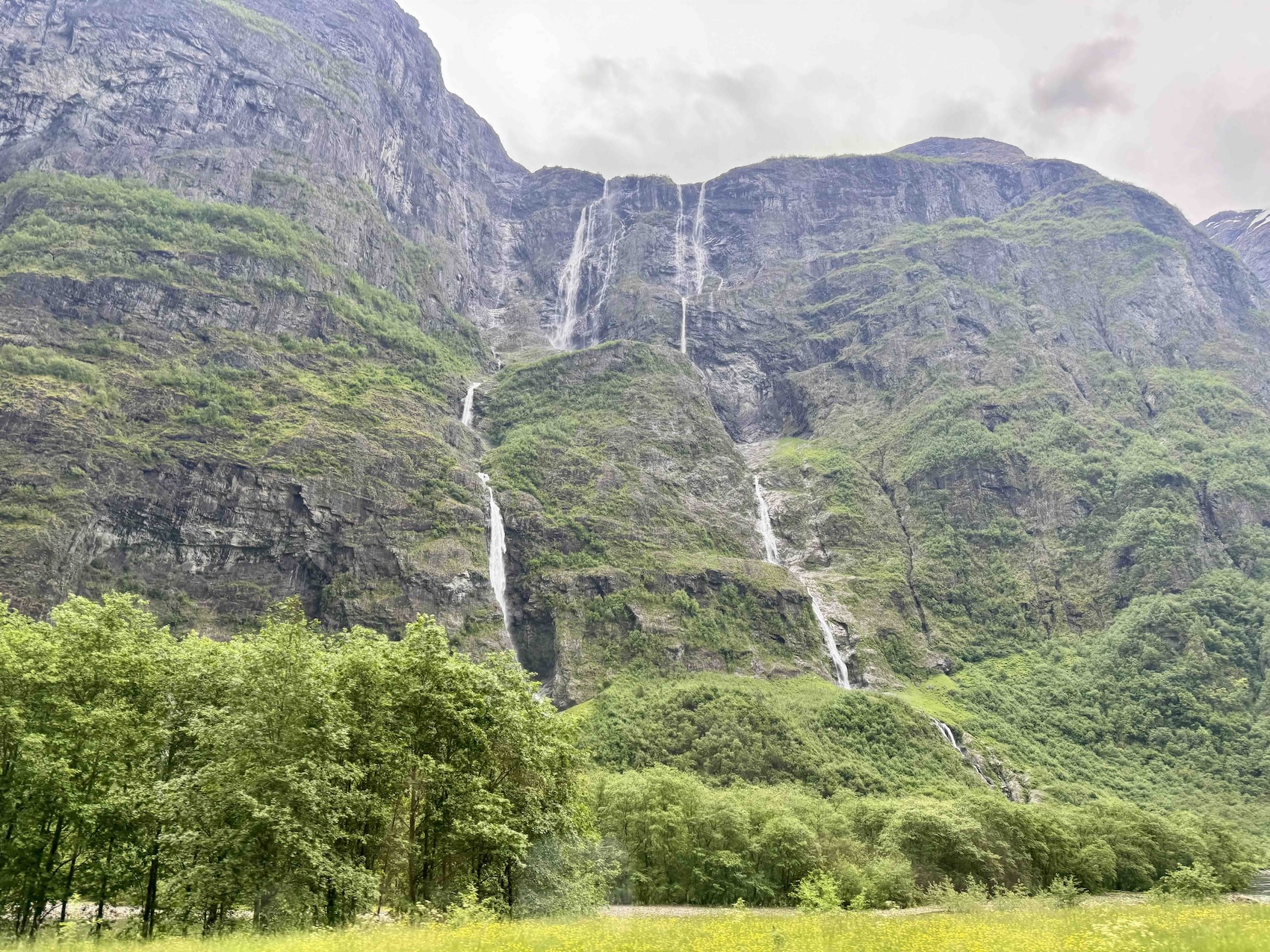 Waterfalls during the bus ride on Norway in a Nutshell