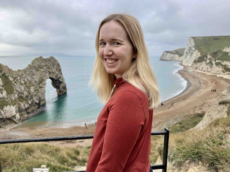 Jackie at Durdle Door in Dorset