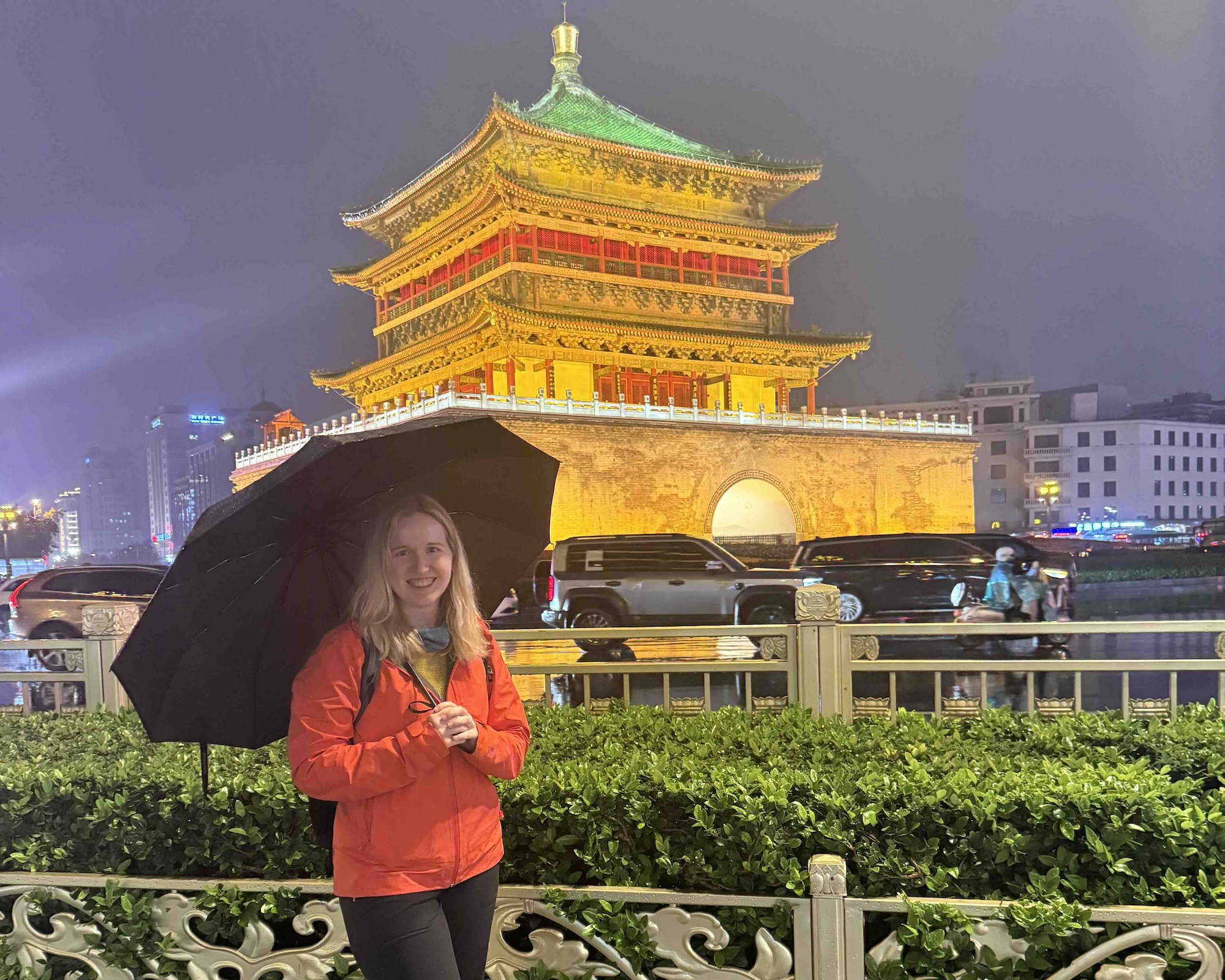 Jackie in front of the Xi'An Bell Tower