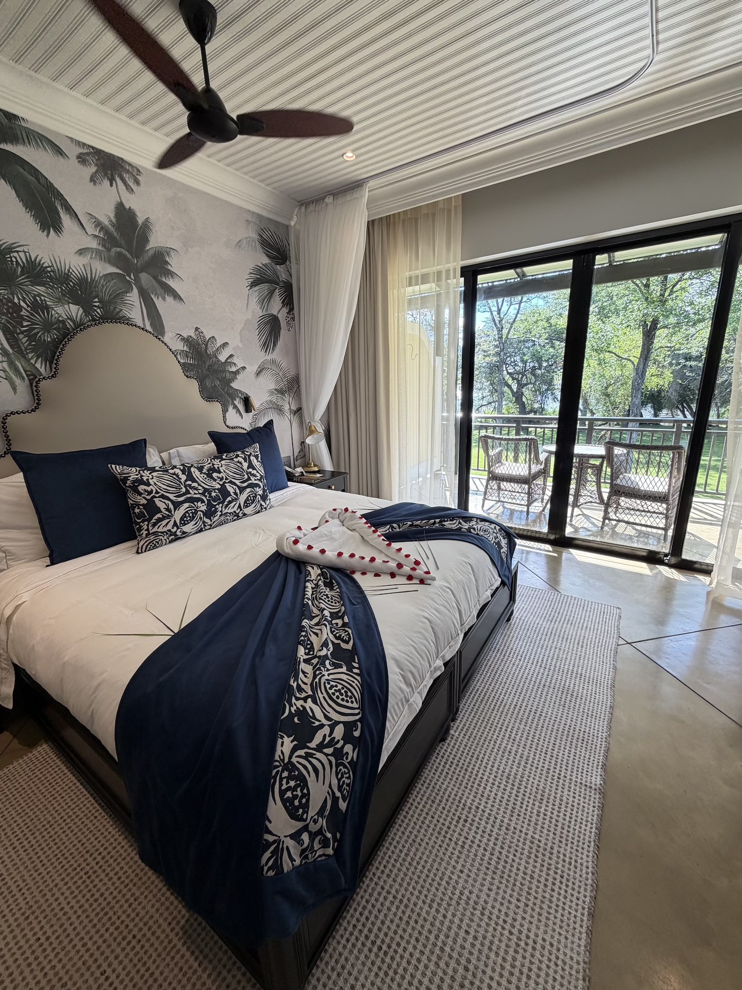 Bedroom at Royal Livingstone Hotel in Zambia